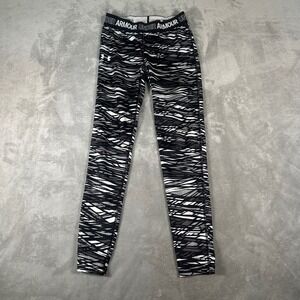 Under Armour Womens HeatGear Compression Leggings Black White Abstract 1321069